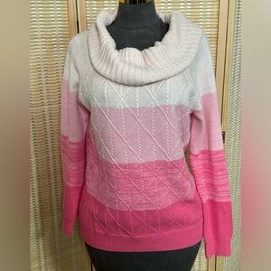 New York & Company Womens Turtle Cowl Neck Sweater Sz XL Pink Long Neck Pullover